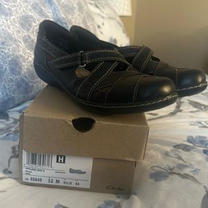 Clark’s low heel comfort shoes.